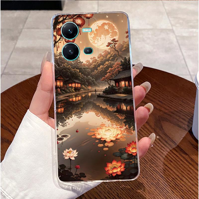 Phone Case For Vivo V25 Y35 Casing Luxury Cute Love Heart Rabbit Funny Pattern Transparent Silicone TPU Soft Shell Back Cover