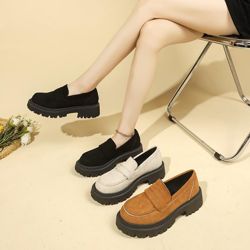 Autumn new one-pedal low-top women's large-size retro matte small leather shoes women