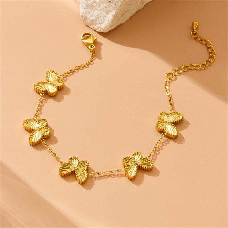 316L Stainless Steell Golden Luxury Laser Butterfly Bracelet For Women Girl New Trend Popular Hand Chain Zircon Gift