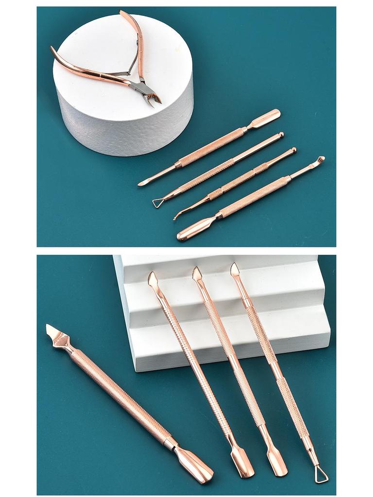 Rose Gold Stainless Steel Cuticle Remover & Pusher Manicure Tool Set