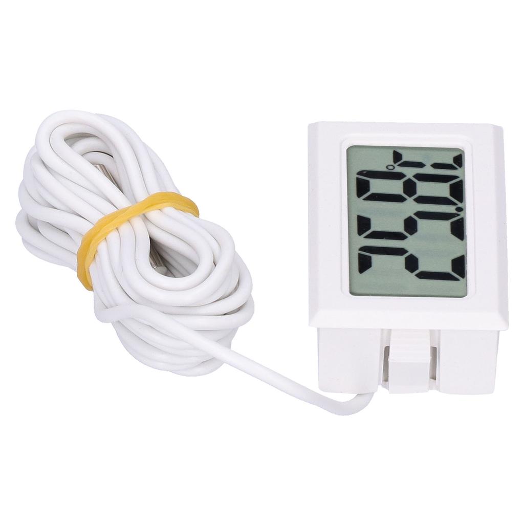 Digital Thermometer Mini LCD Wired Electronic Temperature Measurement Instrument FY13001White