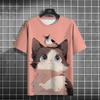 Funny Animal Men's T-Shirt Cute Cat Pattern 3D Printed T-shirts Casual Loose Fitting Short Sleeve Tee Oversized Men Clothing Top