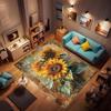 Customizable sunflower pattern non-slip rug, soft flannel, washable, non-slip backing, suitable for living rooms, bedrooms, bath