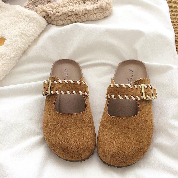 

Полушлепанцы с толстой подошвой и закрытым носком, женские летние, 2025, новые, ретро, ленивые биркенштоки, повседневные крутые шлепанцы 40