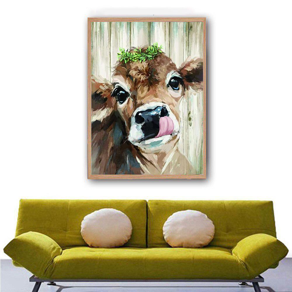 5D Diy Diamond Painting Cartoon Sweet Calf Cross Stitch Set Full Diamond Embroidery Mosaic Art Picture of Rhinestones Decor Gift