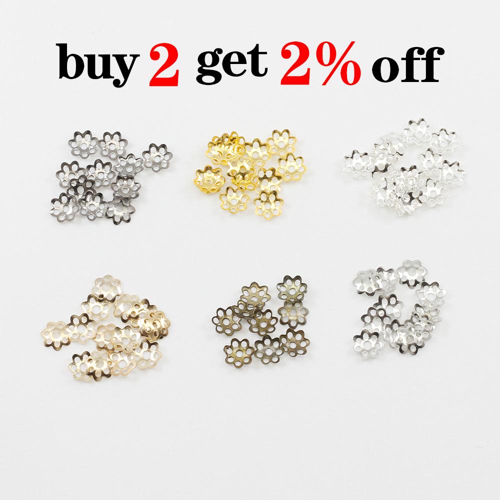 600 teile/los 6mm Hohle Blume Metall Filigrane Lose Spacer Bead Caps Kegel Ende Filigrane Für Diy Schmuck Finden Herstellung liefert