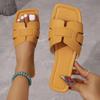 Fashion Women's Slippers Summer Roman Leisure Flat Slipper Square Head Toe Outdoor Beach Women's Slippers Sandalias De Mujer Verano 2025