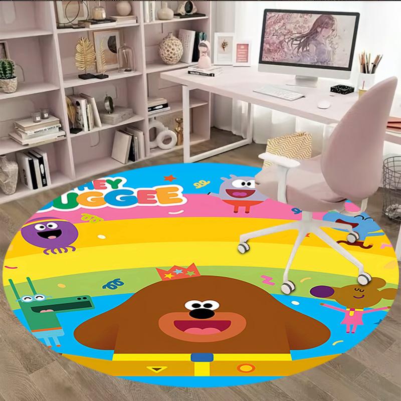 1pc Hey Duggee4 Print Round Carpet Chair Round Carpet Suitable for Bedroom Living Room Home Decorative Carpet