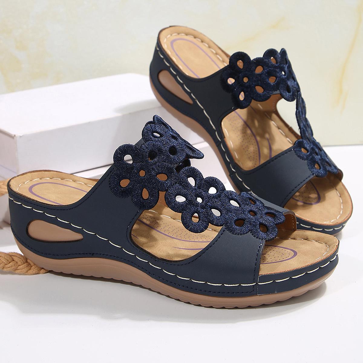 

2025 весна и лето новая швейная линия задник взрослый плоский каблук пространство однотонный европейский и американский круглый носок коричневый низкий верх пляжные шлепанцы 43 синий