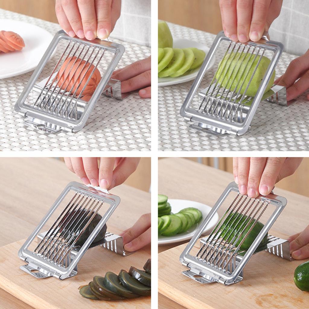 Egg Cutter Stainless Steel Wire Egg Slicer Portable for Hard Boiled Eggs Home Kitchen