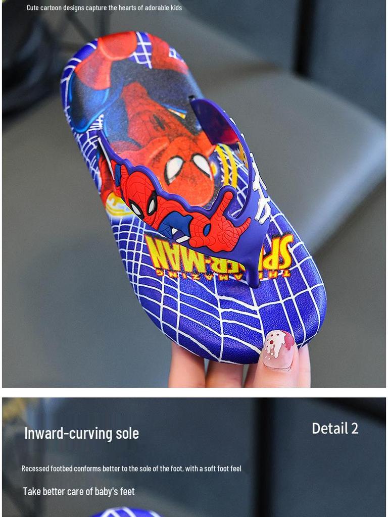 2025 Cartoon Anti-Slip Flip-Flops for Boys, Ages 2-8, Home Slippers