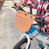 4pcs/Set PE Rattan Wicker Bicycle Front Storage Basket+Bell+Tassel +Sticker Kid Adult Adjustable Handwoven Bike Handlebar Basket