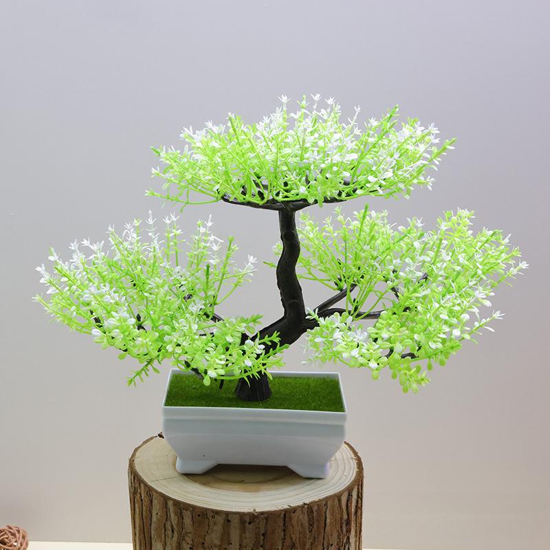 Artificial Floral Green Plant Decoration Plastic Welcome Pine Bonsai Plant Home Office and Event Decoration Aesthetic Room Decor