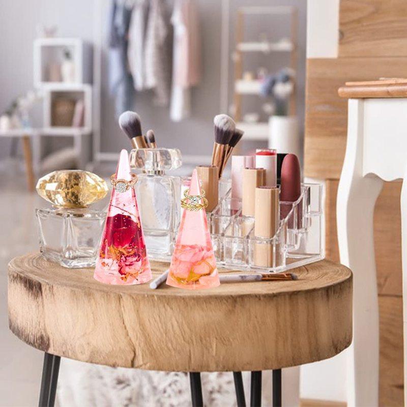 Ring Cone Resin Silicone Molds DIY Rings Holder Pyramid Epoxy Casting Candle Mold Jewelry Display Stand Wedding Decor