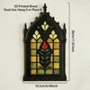 Gothic Church Window Style Desktop Decor Floral/Geometric Pattern Halloween Decoration Wooden Tabletop Ornaments for Home, Shelf