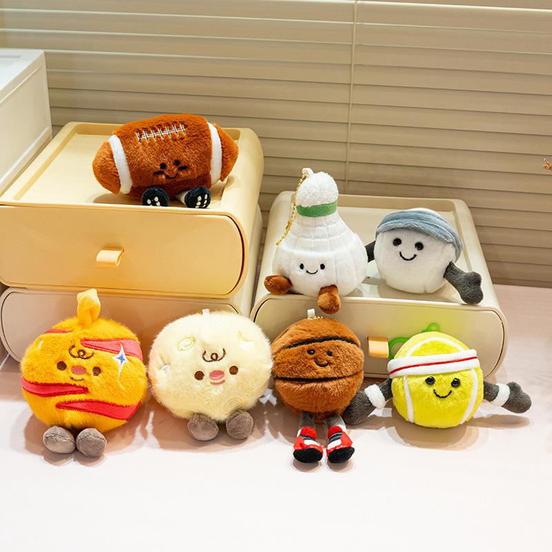 Cute sports ball keychain bag pendant grab machine doll plush doll doll bag pendant gift
