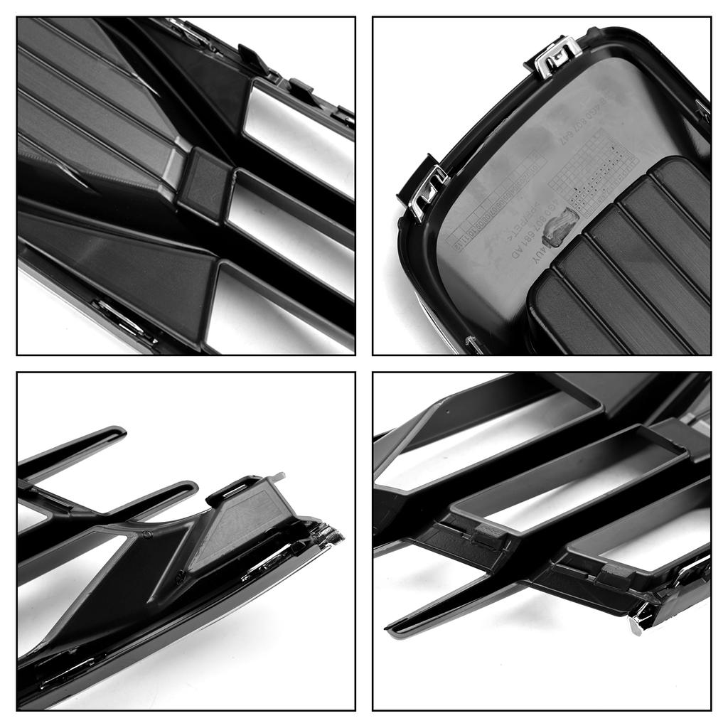 2PCS Front Bumper Foglight Cover Grill 4G0807647T94 4G0807648T94 Fit A6 C7 2014-2018 Black Chrome