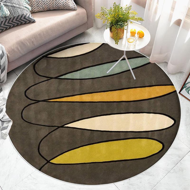 Fashion Round Rug Home Anti-Slip Gold Floor Mat Children's Bedroom Carpet Living Room Carpet