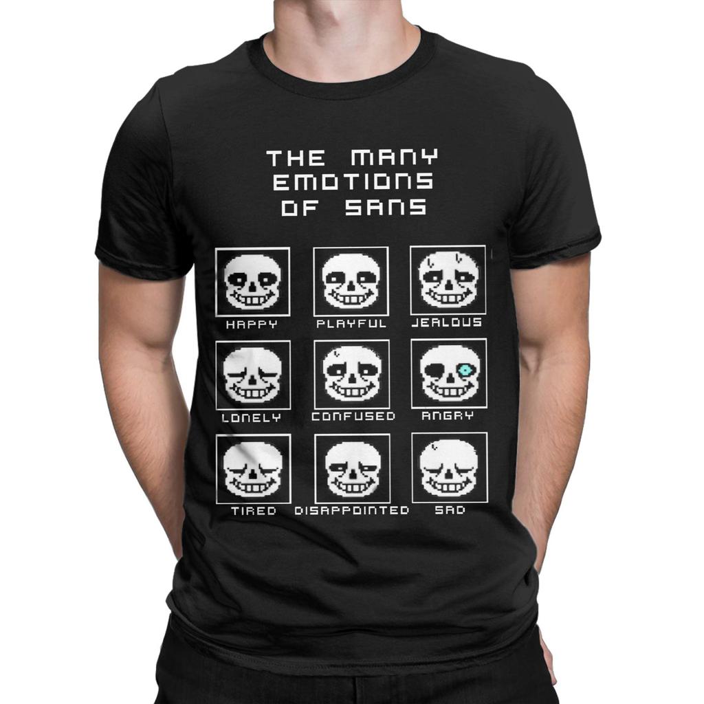 Men's The Many Emotions Of Sans Undertale Deltarune Game T Shirts Tops Fashion Short Sleeve O Neck Tee Shirt Plus Size T-Shirts