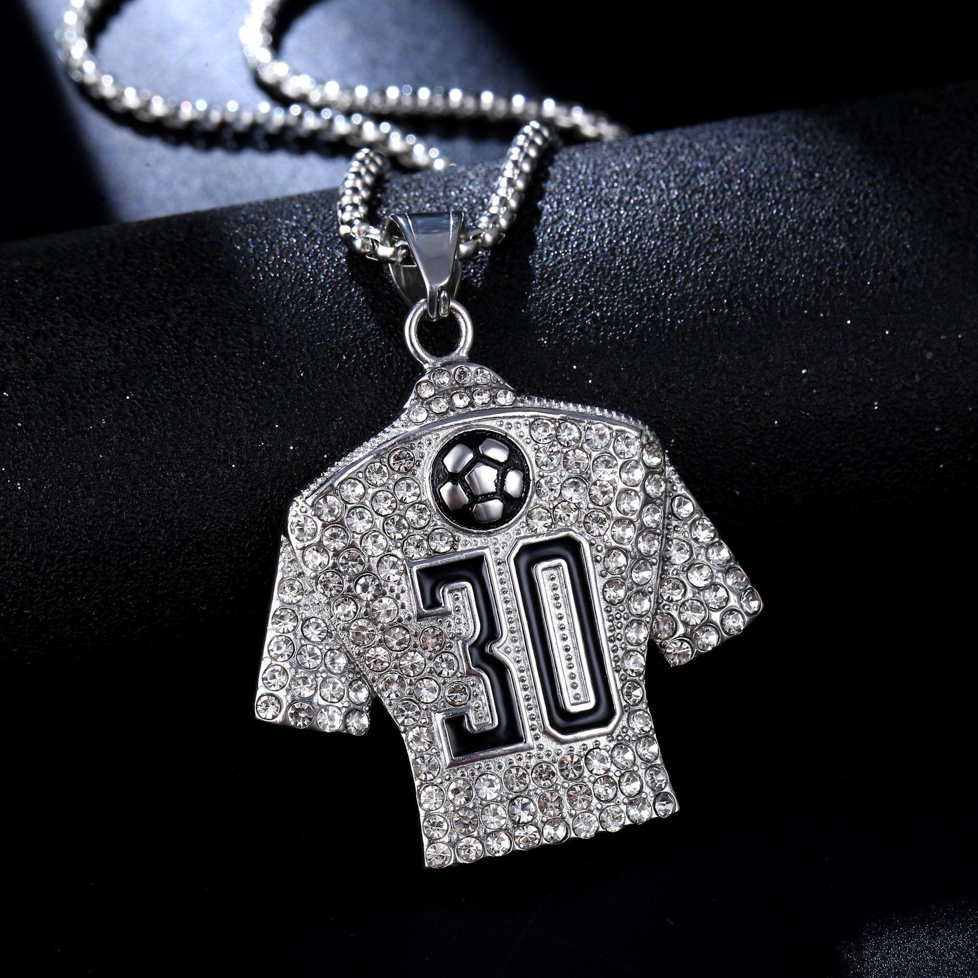 

Новые хип-хоп ювелирные изделия полностью бриллиантовое футбольное падение клей № 30 джерси кулон ожерелье 60CM