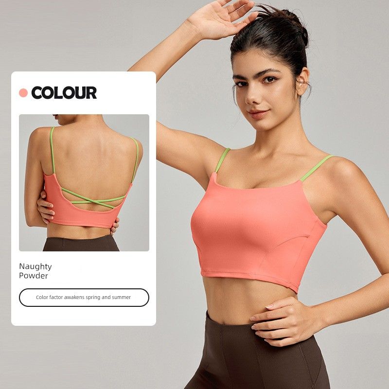 Lu Same Sports Bra for Women 2025 New Arrival Best Selling Semi-Fixed Cup Spaghetti Strap Yoga Beauty Back Sling Workout Clothes
