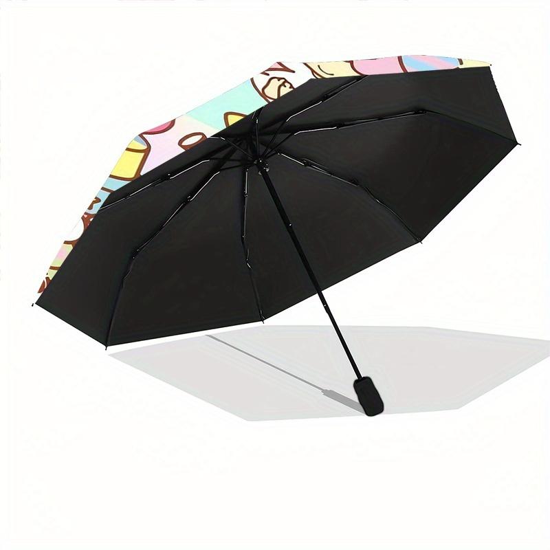 Star Sanrio Hello Kitty Little Twin Stars Automatic 3-Fold Cartoon Umbrella Design, Cute Cartoon Pattern, Portable Outdoor Umbrella, Perfect, Holiday