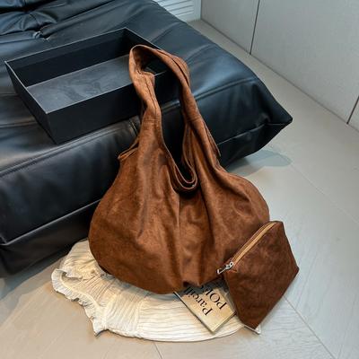 Wildleder Schultertasche Damen Große Kapazität Hobo Tragetasche Weiches Kunstwildleder Modische Handtasche