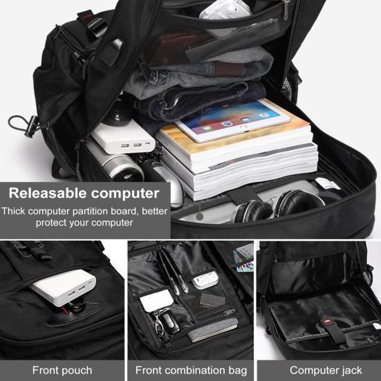 50/80L Backpack USB Charging Port Large Capacity Multi Pockets Adjustable Shoulder Strap Waterproof College Backpack Bag Hiking Business Daypack