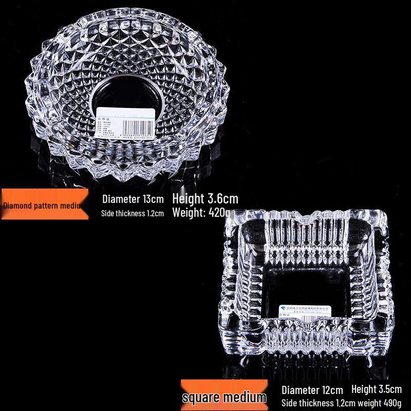 Premium Anti-Fly Ash Crystal Glass Ashtray for Stylish Living Rooms