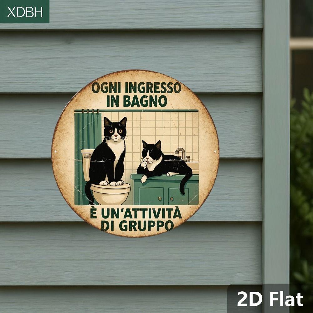 Metal Cat Wall Decor Tin Sign Gift For Friend 15x30cm Vintage Home Art