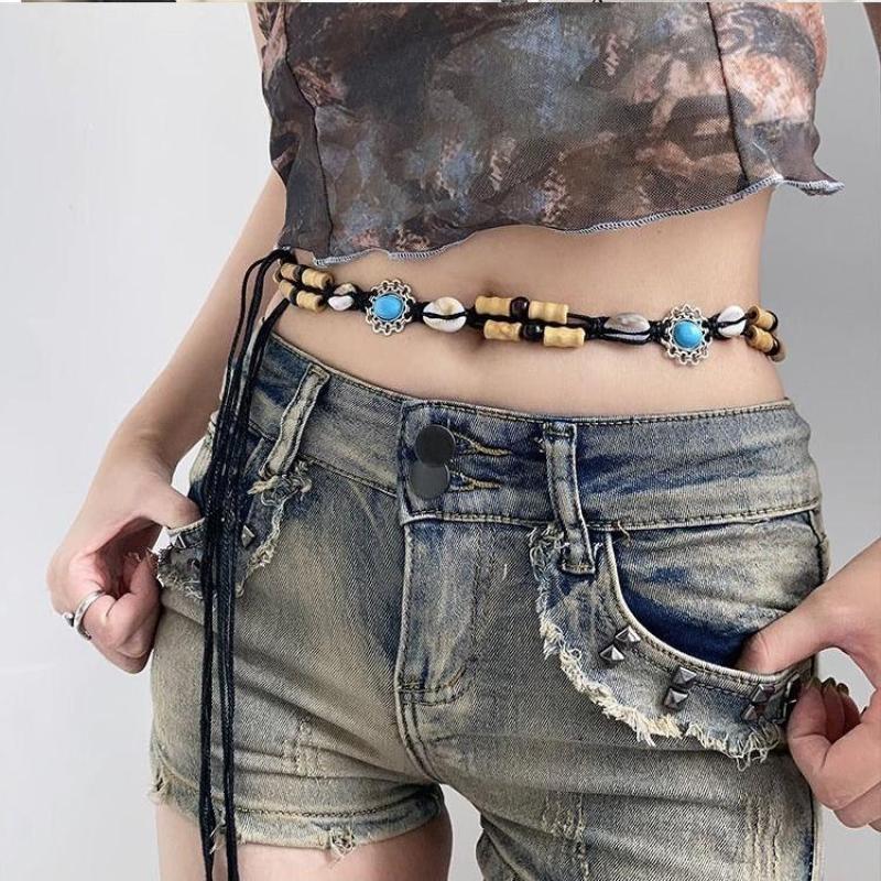 Bohemian Colorful Braided Waist Rope Ethnic Style Woman Dress Belt Y2K Waist Chain Dress Decorative Accessories Gift