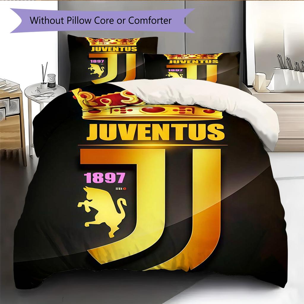 Set Copripiumino Trapuntato Juve Federa Federe Decorazione Casa Regalo di Compleanno (1 * copripiumino + 2 * federa, senza nucleo)
