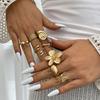 Ocean Theme Rings Set, Adjustable Stackable Finger Rings, Retro Distressed Bohemian Rings, for Beach Vacation Accessories