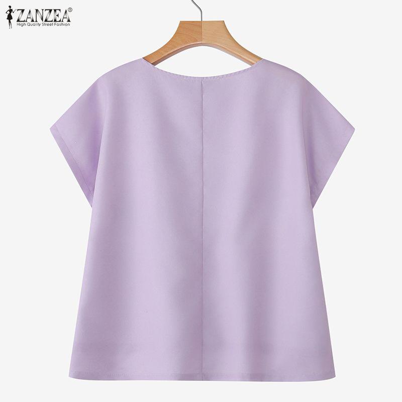 ZANZEA Women Floral Print Summer Casual Short Sleeve Blouse