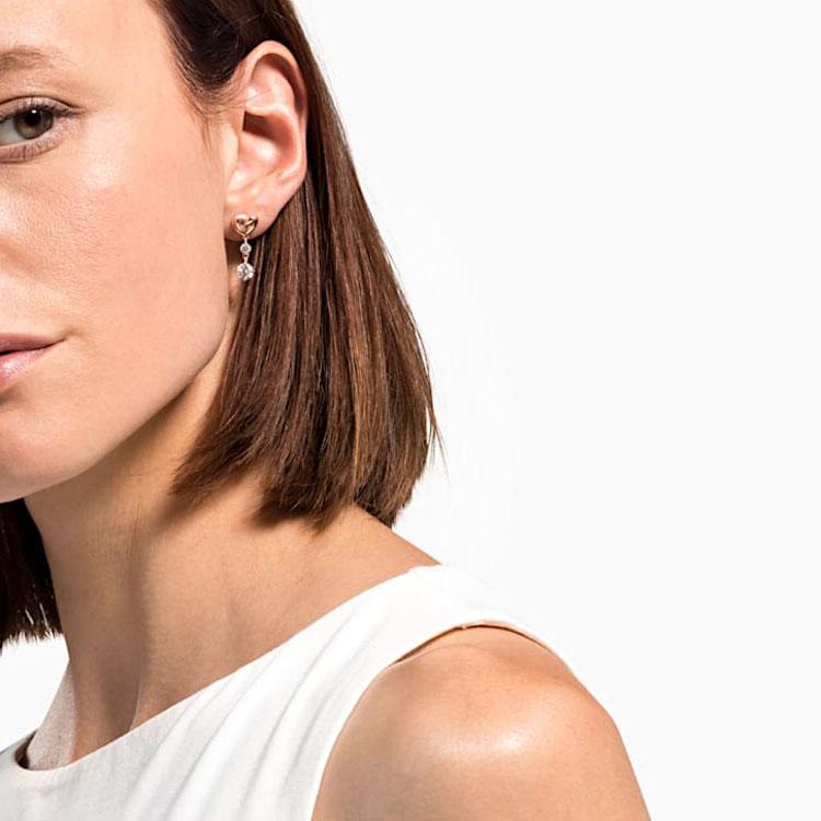 Swarovski Lifelong Heart Love Sparkling Romantic Knot Earrings Women Earrings White Rose-Gold 5517942