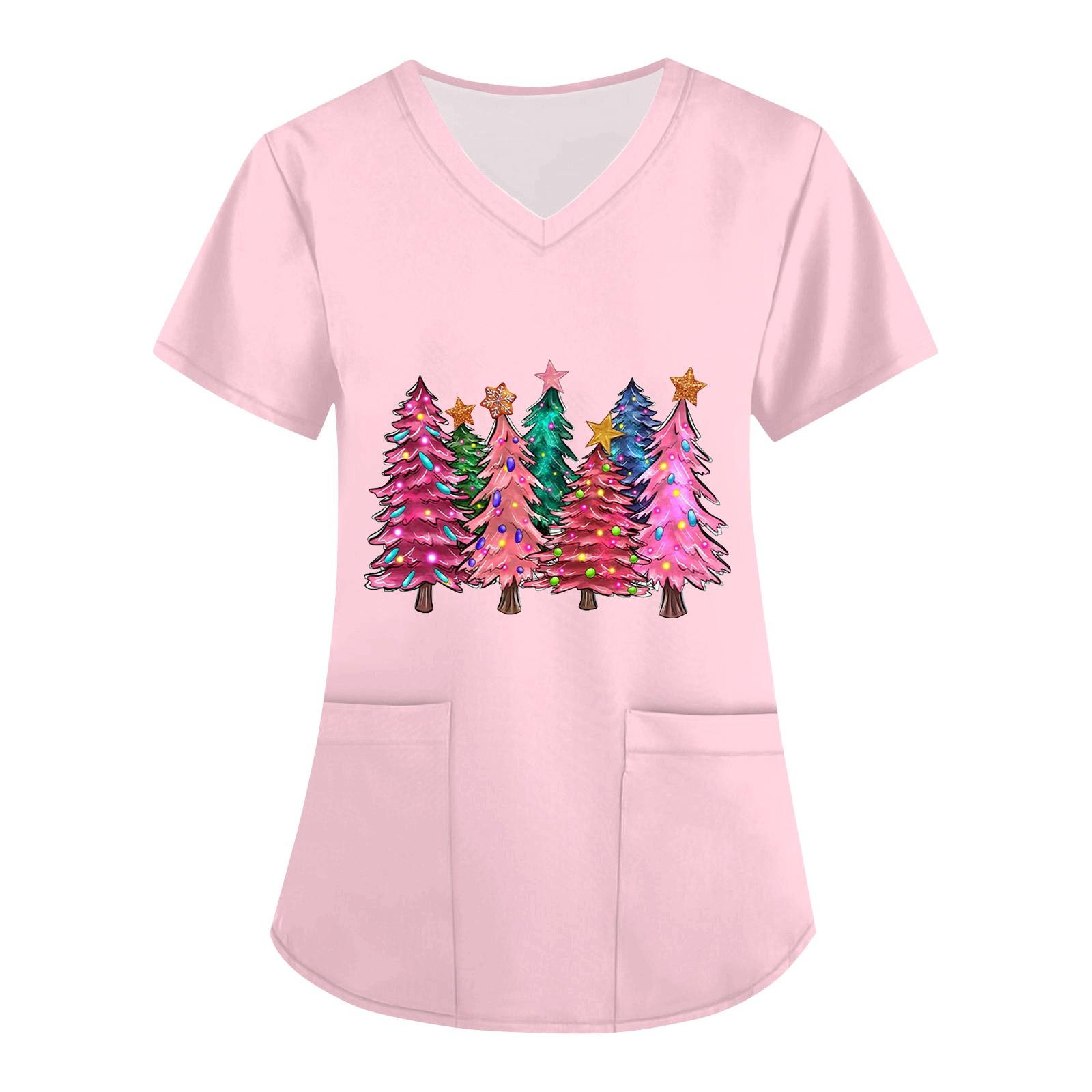 

Женская рождественская униформа с принтом, рабочая униформа, защитная рабочая форма с карманом и v-образным вырезом XXL зелёный