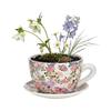 Cache-pot / tasse à plantes - EDEN - forme tasse - Céramique - Fleurs et papillons - 28x24x14 cm