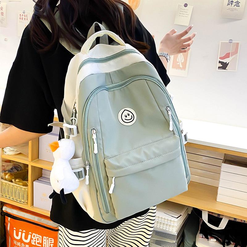 Schoolbag Contrast Color Backpack Junior High School Student Girl School Bag Elementary School Elementary School Versatile Large Capacity Lightweight