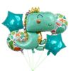 5-Piece Dinosaur Aluminum Film Balloon Set Birthday Hat Dinosaur Tyrannosaurus Rex Children'S Birthday Party Decorative Balloon