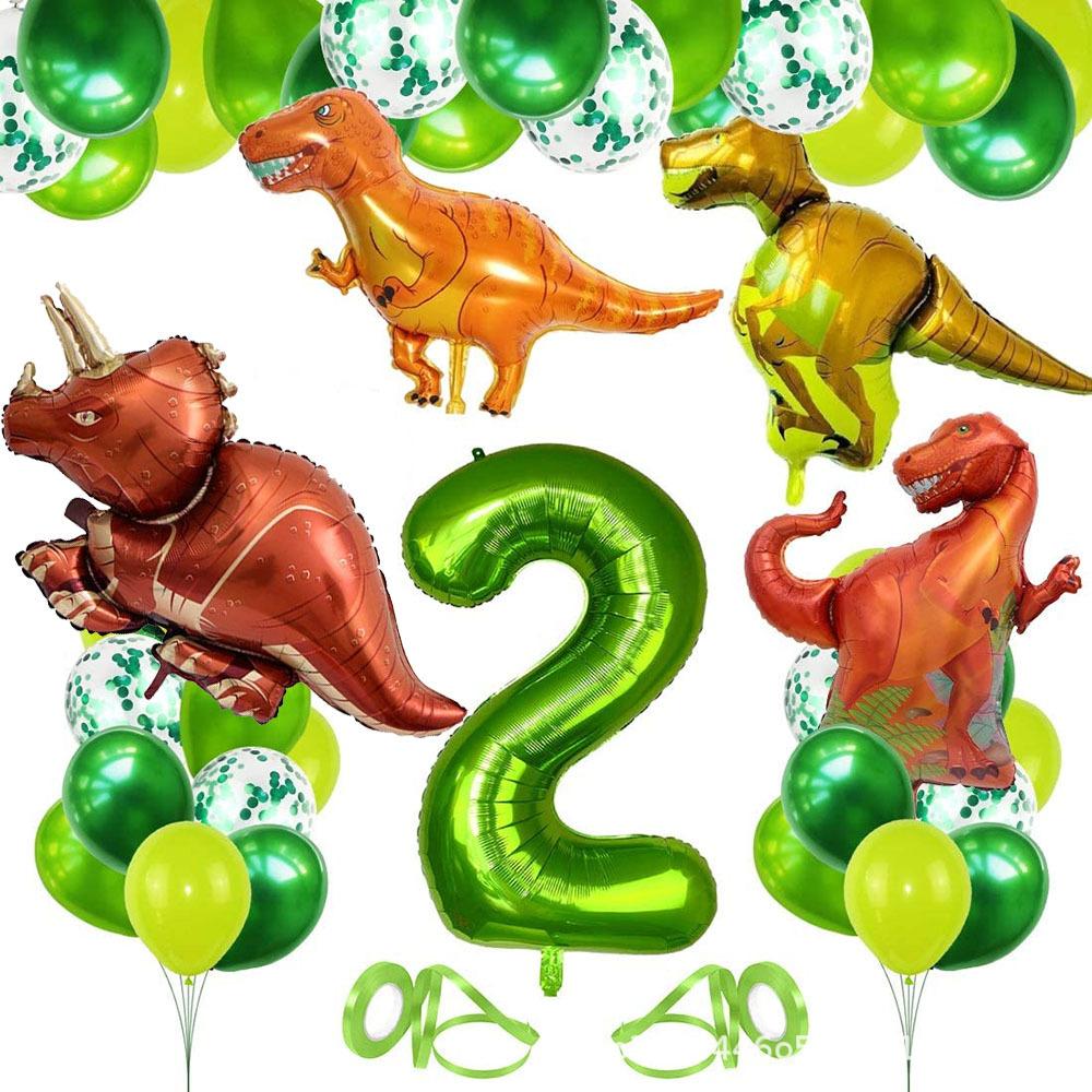 Dinosaur 1 -9 Years Old Birthday Party Balloon Background Decoration Number Set Birthday Number Balloon Set Green 