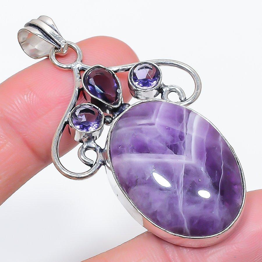 

Натуральный шевронный аметист, аметист, кулон из стерлингового серебра 925 пробы 2,36 z1r35