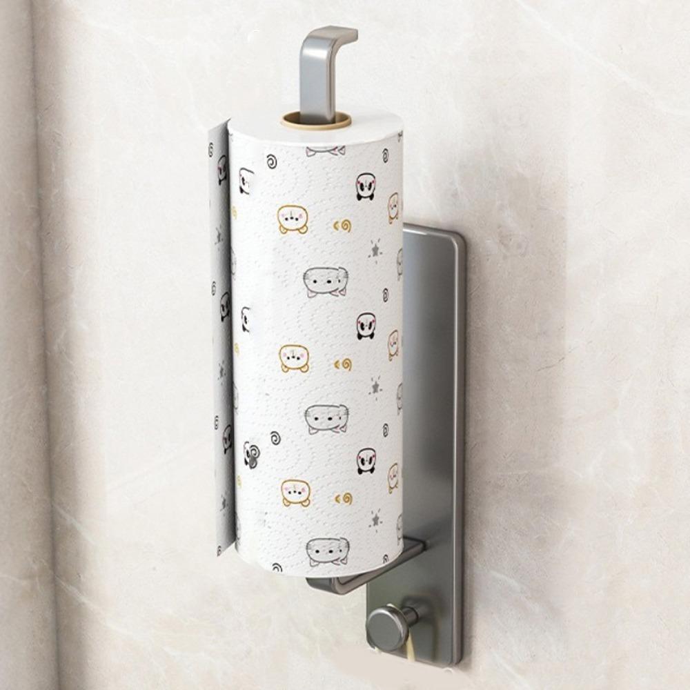 No-Drill Roll Paper Storage Rack Carbon Steel Cling Film Storage Rack  Kitchen Single Bar