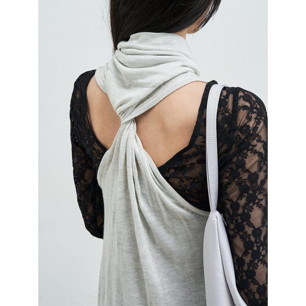 Anggae Twisted Back Knit Dress Gray