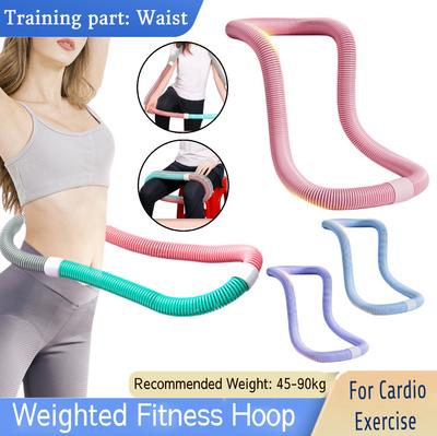 Weighted Fitness Hoop for Cardio Exercise Portable Foldable Waist Toning Hoop Waist Training Part Quiet Belly Exercise Hoop