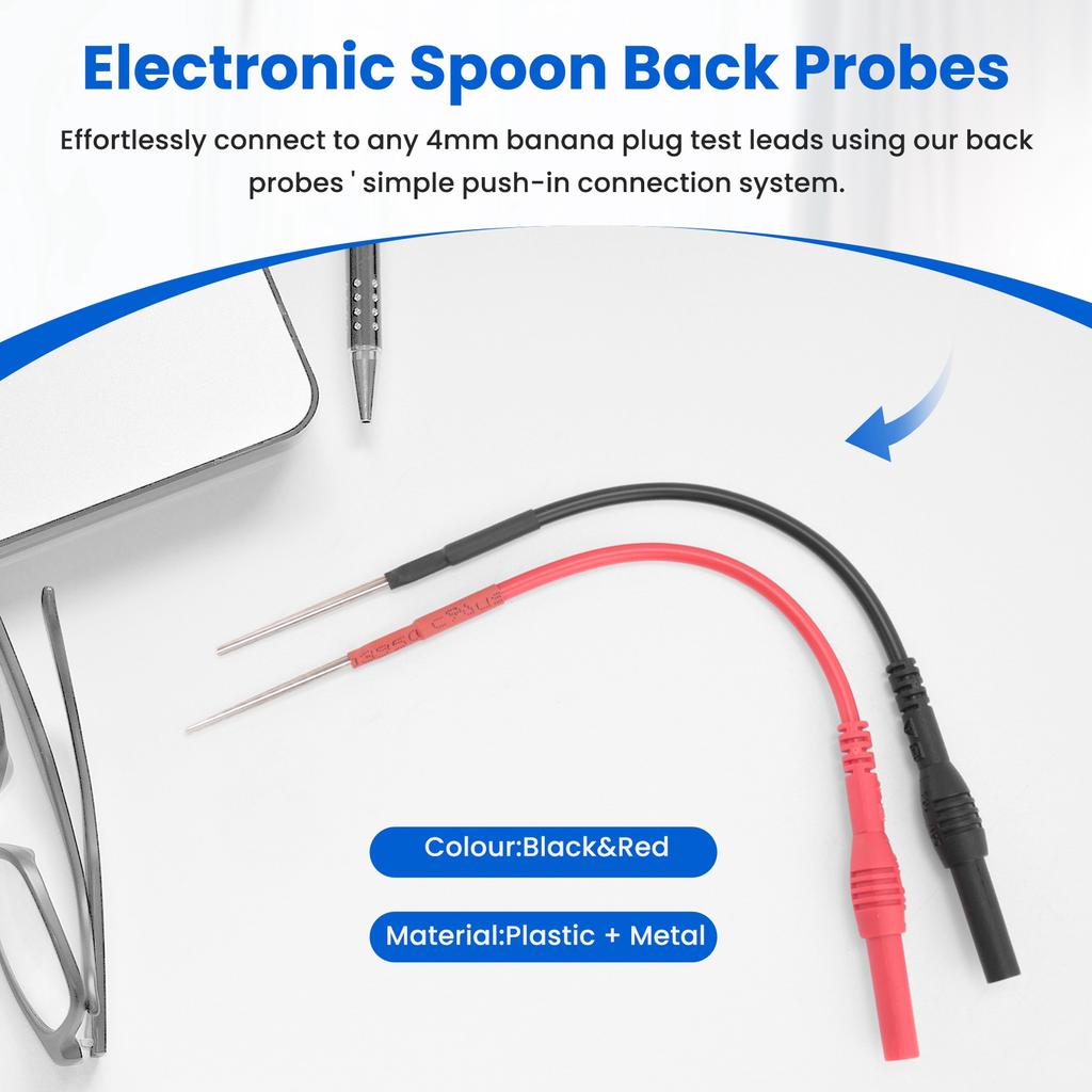AA58 2 PCS Flexible Spoon Back Probes, Back Probe Pins Automotive Compatible with 4mm Banana Plug Test Leads
