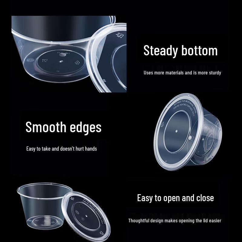 Thickened Disposable Plastic Takeaway Bowls with Lids