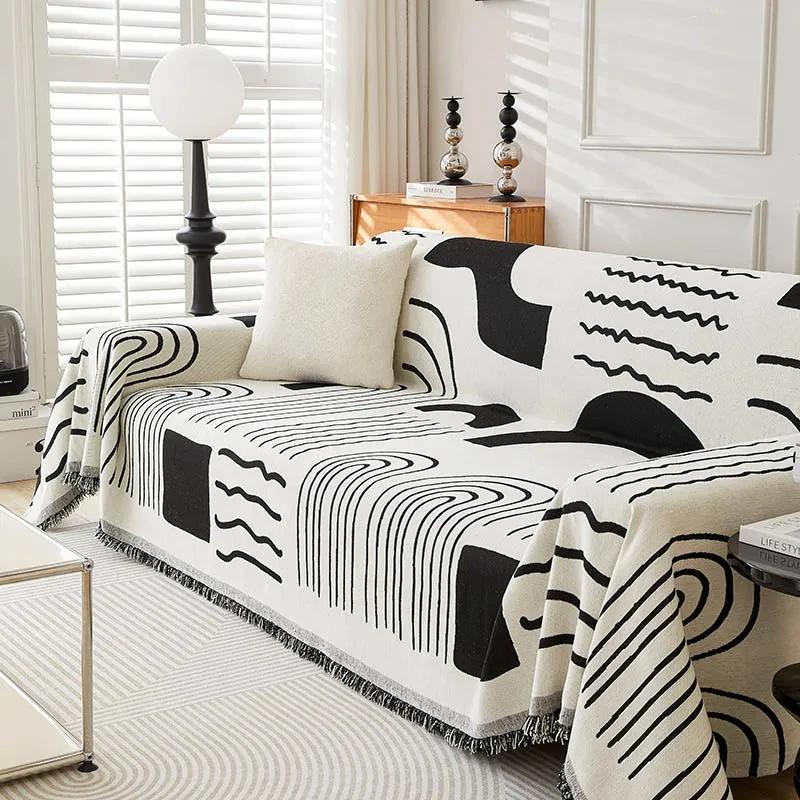 1 Stück Nordische Sofa-Überwürfe Outdoor Camping Picknick Große Decke Freizeit Entspannung Strandtuch Weiß Reise-Decke Quasten Leinen