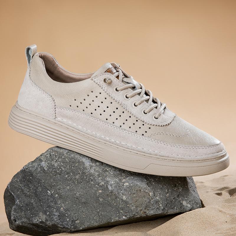 Color Matching Men Genuine Leather Sneakers New Fashion Comfort Tenis Masculino Lightweight Casual Shoe Outdoor Walking Footwear