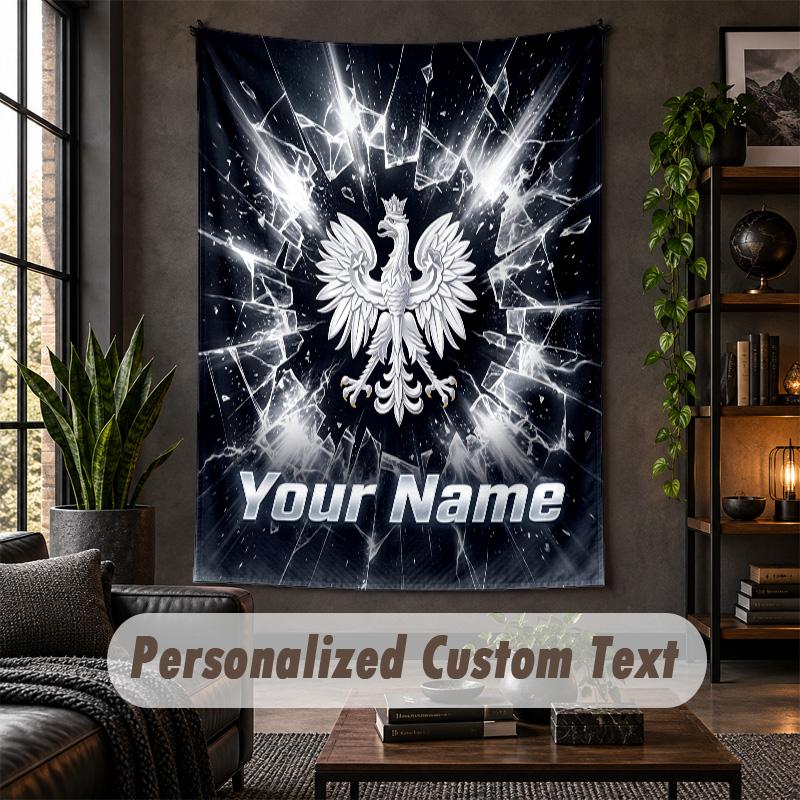 Wall Tapestry Poland Football Print Custom Name Text Wall Hanging Home Decor