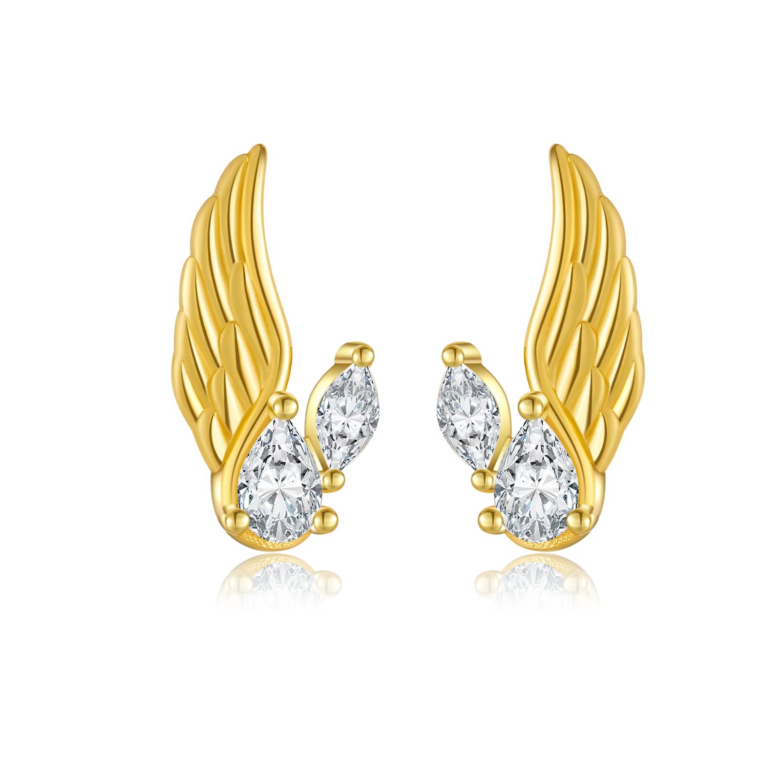 

Серьги-гвоздики ANDYWEN из стерлингового серебра 925 пробы в форме крыльев, женские роскошные серьги, сверкающие кубические цирконии, ювелирные украшения m золотой